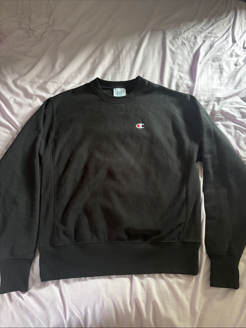 Champion Black Reverse Weave Crewneck Sweatshirt